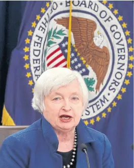  ?? Afp ?? Janet Yellen, presidenta de la Fed, al anunciar ayer la medida