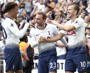  ?? — AP ?? Tottenham have won both their opening two matches in the new Premier League season.