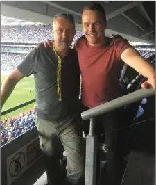  ?? Photo courtesy of the Tangney family. ?? Gene Tangney pictured at Croke Park alongside Mayo great Andy Moran.