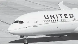  ?? Bill Montgomery / Houston Chronicle file ?? United Airlines flies Boeing 787 Dreamliner­s on its nonstop route between Houston and Lagos, Nigeria. United says its last flight from Nigeria is June 30.