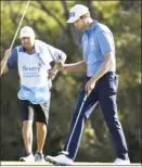  ?? The Maui News / MATTHEW THAYER photo ?? Harris English pumps his first after sinking a birdie putt on the Kapalua Plantation Course’s 18th hole to win a playoff in the Sentry Tournament of Champions on Sunday.