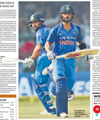  ?? AFP ?? Virat Kohli and Rohit Sharma powered India to a big total.