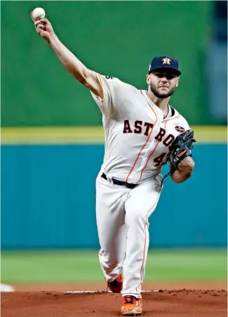  ?? AP ?? Lance McCullers Jr. se apuntó la victoria anoche por los Astros.