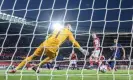  ?? Photograph: Christian Bruna/EPA ?? Andreas Weimann scores his first senior internatio­nal goal to put Austria in front.