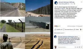  ?? ( Screenshot) ?? A FACEBOOK post by the Konrad- Adenauer- Foundation shows a selection of walls and barricades, including one between Israel and the Palestinia­n territorie­s.