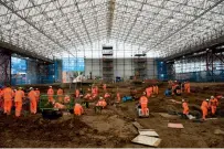  ?? ?? Inside St James’s, Euston, where archaeolog­ists have been examining more than 31,000 burials