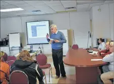  ?? SAM MACDONALD/THE NEWS ?? Trenton CAO Brian White discusses change to Trenton’s property tax system at an afternoon informatio­n session on Monday.