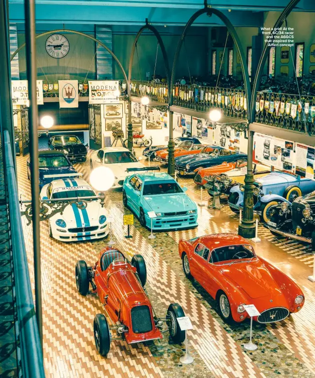  ??  ?? What a grid! At the front, 6C/34 racer and the A6GCS that inspired the Alfieri concept