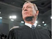  ?? LEAH MILLIS/AP ?? Chief Justice John Roberts wrote that limits on church attendance “appear consistent” with the First Amendment.