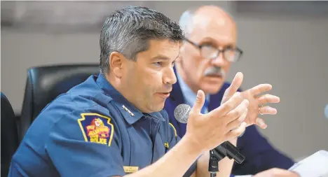  ?? RICK KINTZEL/THE MORNING CALL ?? Allentown Interim Police Chief Tony Alsleben informs the council about recent crime data during a meeting Wednesday.