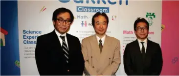  ??  ?? ( From left) Gakken Education Malaysia Sdn Bhd’s managing director Hiroaki Noh, Gakken Educationa­l Co Ltd’s president Koiichi Deguchi and Gakken Education Malaysia Sdn Bhd’s director Yoiichi Moriya at the launch of Gakken Education Malaysia Sdn Bhd on...