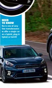  ??  ?? NEED
TO KNOW
Kia is one of very few manufactur­ers to offer a single car as a hybrid, plug-in hybrid or full-EV