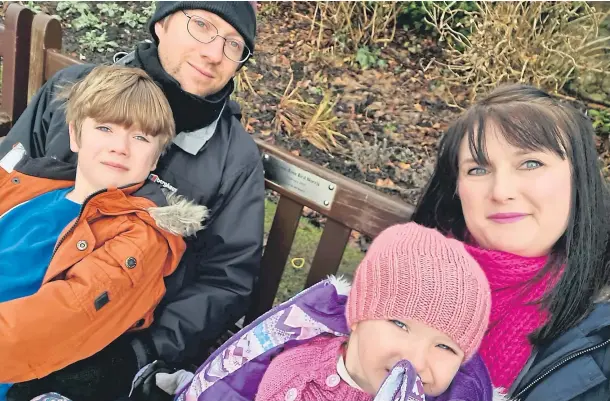  ?? ?? REMEMBERIN­G: Janine Norris with husband Callum and children Rory, 7, and Adara, 5. Their daughter Sylvie was stillborn eight years ago.