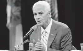  ?? ANDREW ULOZA For the Miami Herald | May 28, 2022 ?? U.S. Rep. Charlie Crist said being backed by teachers is ‘huge.’ Crist added, ‘Public education’s in my blood,’ citing his election as Florida’s education commission­er in 2000.