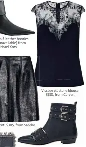  ??  ?? Calf leather boots, $1,250, from Red Valentino. Viscose elastane blouse, $530, from Carven.