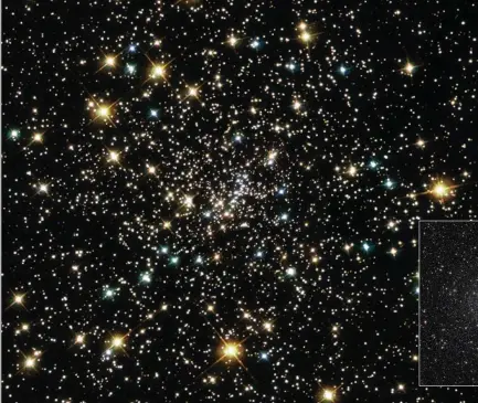  ?? ?? The image at left shows the very center of globular cluster NGC 6397 (below), which contains several stars known as blue stragglers — stars thought to be created through collisions.