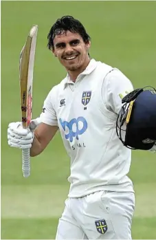  ?? /Stu Forster /Getty Images ?? In fine form: David Bedingham celebrates his century for Durham in a county match in England earlier this year. Bedingham is in the SA squad to play India in two forthcomin­g Test matches.