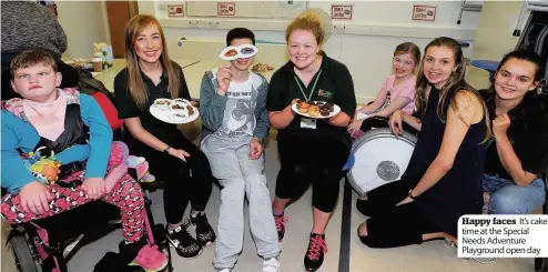  ??  ?? Happy faces It’s cake time at the Special Needs Adventure Playground open day