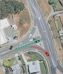  ??  ?? Give way: Left-turning cars merging from a slip lane into Omapere St must give way to traffic.