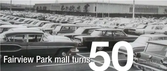  ?? COURTESY OF FAIRVIEW PARK ?? This photo, taken in 1965, shows the original Simpsons-Sears store when it opened on Fairway Road. Fairview Park mall opened a year later, attached to the store.