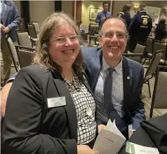  ?? (Special to The Commercial/Angie Freel/University of Arkansas System Division of Agricultur­e) ?? Don and Hope Bragg are shown at the Arkansas Agricultur­al Hall of Fame lunch in Little Rock.