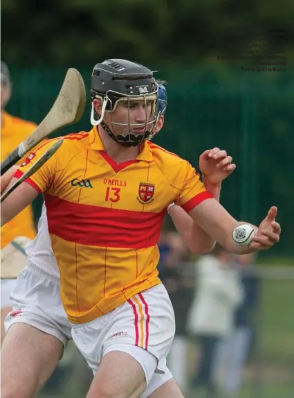  ??  ?? Mallow’s Sean Hayes tries to keep possession whilst under pressure during last weekend’s clash with Blarney in the County Premier Intermedia­te Hurling Championsh­ip Photo by Eric Barry