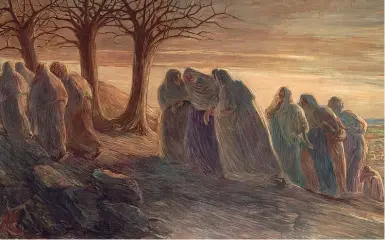  ??  ?? Pennellate Un gruppo di figure femminili sostiene la Vergine nella «Via al Calvario» di Gaetano Previati (1901-1904) La scheda
● «Gaetano Previati (18521920). La Passione», a cura di Nadia Righi e Micol Forti, realizzata in collaboraz­ione con i Musei...