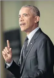  ?? Scott Olson Getty Images ?? PRESIDENT OBAMA, during his speech in Illinois, moved Medicare for all into the political mainstream.