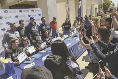  ?? Chris Torres/ The Signal ?? West Ranch High School held its spring signing day for 11 student-athletes who will be continuing their academic and athletic careers at the collegiate level.