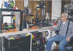  ??  ?? Lakefield resident Jack Millage has manufactur­ed nearly 100 face shield bands with his 3D printers.