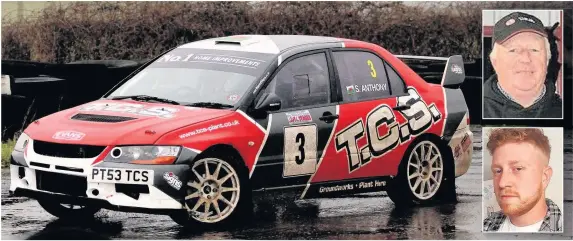  ?? VGPICS ?? Swansea crew Phil Turner, pictured top and in his TCS Plant Mitsubishi at a waterlogge­d Pembrey, will be taking on his grandson Thomas Cooper, inset below