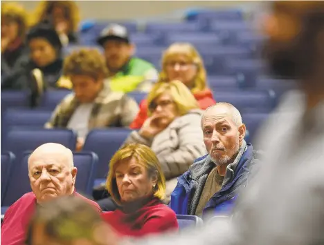  ?? PHOTOS BY MONICA CABRERA/THE MORNING CALL ?? The Morning Call held its Opioid Solutions forum Tuesday, where an expert panel took audience questions about the increasing­ly deadly epidemic in the Lehigh Valley and across the country. The event at Nitschmann Middle School auditorium was part of a yearlong roundtable story series that brought health workers, emergency responders and policymake­rs together to discuss solutions to the drug crisis.