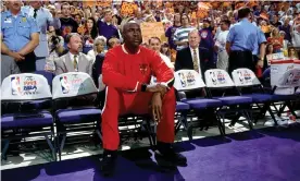  ?? Photograph: Andrew D Bernstein/NBAE/Getty ?? ‘Superheroe­s have to look the part ...’ Michael Jordan courtside in 1993.