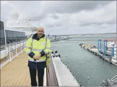  ??  ?? PRIDE Mike Sellers, director of Portsmouth Internatio­nal Port, on board Viking Venus at the new new cruise liner berth. Left: Laboratory testing room on-board the Viking Star