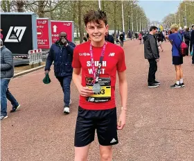  ?? ?? Ewan Sparey came fifth in the U13 boys’ race in the London Mini Marathon