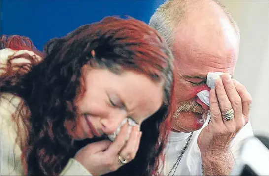  ??  ?? Tragic outcome: Mick and Mairead Philpott cry at a press conference after the fire that killed their six children. The deaths were exposed by police as a reckless act by the pair and a co-