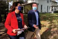  ?? (AP/John Flesher) ?? Michigan Gov. Gretchen Whitmer campaigns Friday with Dan O’Neil, a Democratic candidate for the Michigan House in Traverse City, Mich.