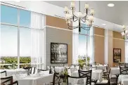  ?? Courtesy of Village of Southampto­n ?? The dining room offers sweeping Houston views.