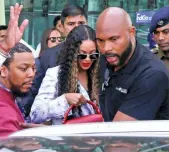  ?? — AP ?? Singer Beyonce arrives at Udaipur airport in Rajasthan. Beyonce is in India to perform at the pre- wedding celebratio­n of Isha Ambani and Anand Piramal.