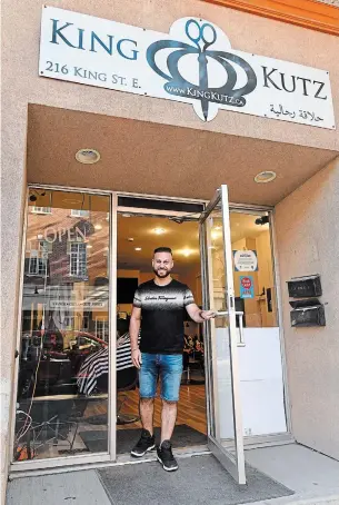  ?? CATHIE COWARD THE HAMILTON SPECTATOR ?? Rowaid Hanna, owner of King Kutz, is ready to go. All the new barbers and stylists, he says, have been trained and are being brought up to compliance with all the new rules and restrictio­ns.
