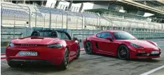  ?? Foto: Porsche ?? Doppelte Freude, mal offen, mal geschlosse­n: der neue Porsche 718 GTS als Boxster (links) und als Cayman.