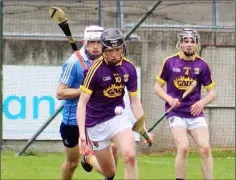  ??  ?? Charlie McGuckin on the ball for Wexford during Saturday’s defeat.