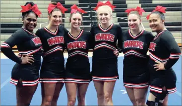  ??  ?? The LFO High School competitio­n cheerleadi­ng seniors include (from left) Deandra Rowe, Hannah Elleman, Haley Tipton, Michelle Dunn, Irma Velci and Brazlyn Valdes. Not pictured is Maggie Gunn. (Photo by Scott Herpst)