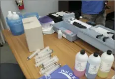  ??  ?? Equipment used for water quality sampling and testing were on display at the Hawaiian Islands Humpback Whale National Marine Sanctuary on Wednesday night. Samples are collected every two to three weeks and tested in labs on Maui as well as Oahu.