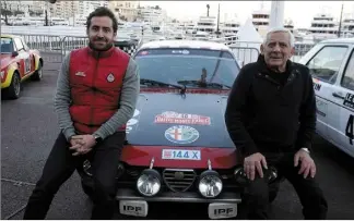  ?? (Photos Jean-François Ottonello) ?? Stefano Caminiti et son fils Pasquale, hier, juste après leur arrivée sur le port Hercule avant de repartir, quelques heures plus tard, pour la nuit du Turini.