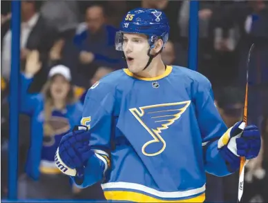  ?? The Associated Press ?? St. Louis Blues defenceman Colton Parayko, seen here celebratin­g after scoring against the Toronto Maple Leafs last season, agreed to a $27.5-million, five-year contract extension with the Blues on Thursday.