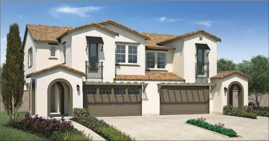  ??  ?? The attached and detached homes at Valencia in Morgan Hill range from approximat­ely 1,796 square feet to 2,765 square feet and are perfect for both singles and growing families. Starting in the high $800,000 range.