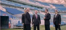  ?? AFP ?? Il presidente russo con Infantino durante un sopralluog­o a Sochi