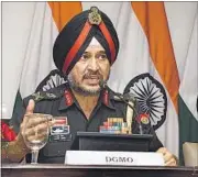  ?? PTI ?? Director General Military Operations Ranbir Singh addresses a press conference in New Delhi on Thursday.
