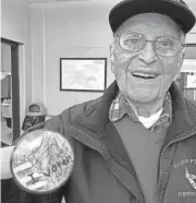  ?? DEB CRAM/SEACOASTON­LINE ?? Bruce Aquizap shows off his “I Voted” sticker after voting in the New Hampshire primary Tuesday, Jan. 23, 2024 at Winnacunne­t High School in Hampton.